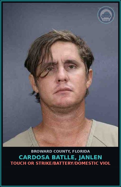 CCW arrest card for CARDOSA BATLLE, JANLEN in Broward County: TOUCH OR STRIKE/BATTERY/DOMESTIC VIOL