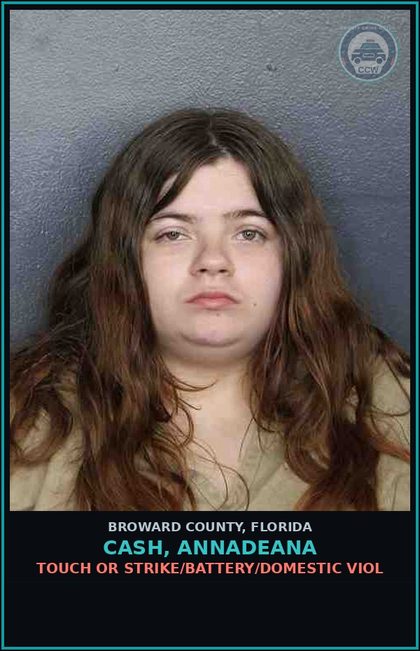CCW arrest card for CASH, ANNADEANA in Broward County: TOUCH OR STRIKE/BATTERY/DOMESTIC VIOL