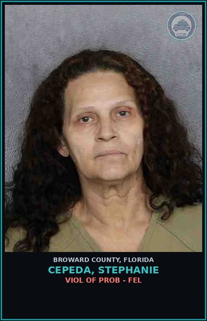 CCW arrest card for CEPEDA, STEPHANIE in Broward County: VIOL OF PROB - FEL