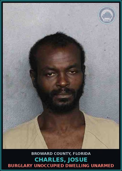 CCW arrest card for CHARLES, JOSUE in Broward County: BURGLARY UNOCCUPIED DWELLING UNARMED
