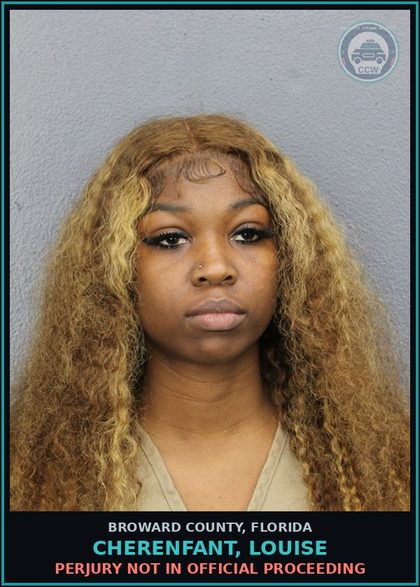 CCW arrest card for CHERENFANT, LOUISE in Broward County: PERJURY NOT IN OFFICIAL PROCEEDING