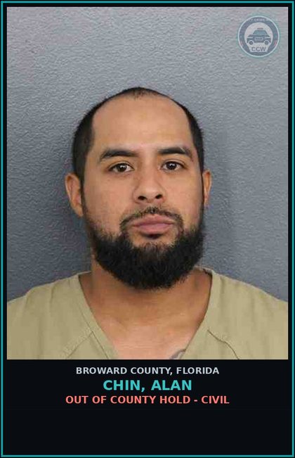 CCW arrest card for CHIN, ALAN in Broward County: OUT OF COUNTY HOLD - CIVIL
