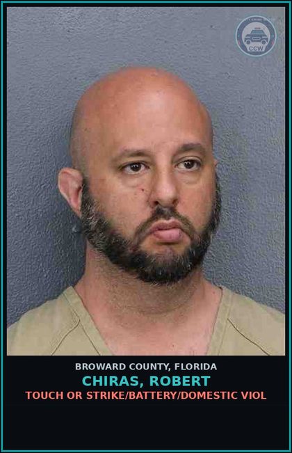CCW arrest card for CHIRAS, ROBERT in Broward County: CAPIAS - TRAFFIC