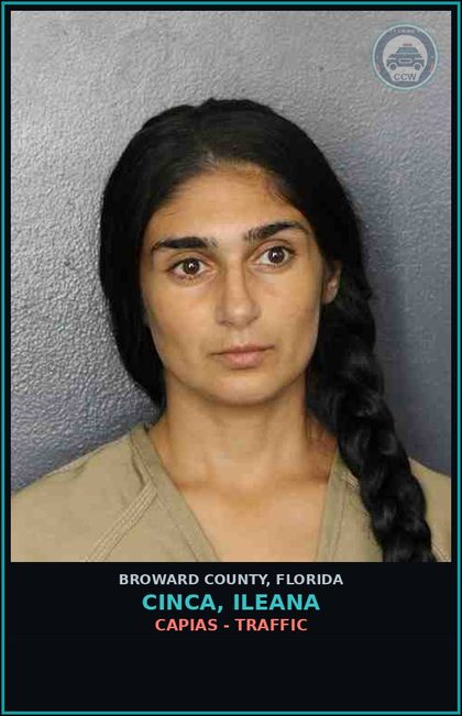 CCW arrest card for CINCA, ILEANA in Broward County: CAPIAS - TRAFFIC