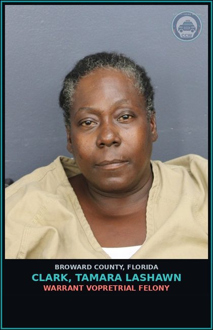 CCW arrest card for CLARK, TAMARA LASHAWN in Broward County, Florida: POSSESSION OF COCAINE