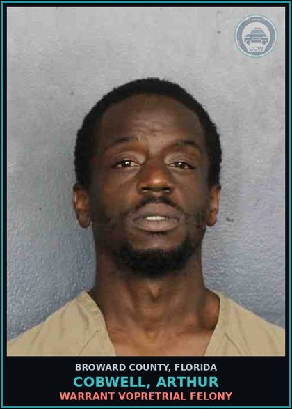 CCW arrest card for COBWELL, ARTHUR in Broward County: POSSESSION OF Methamp