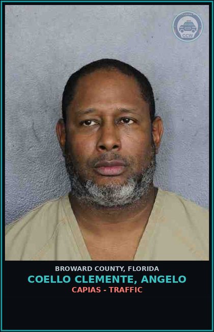 CCW arrest card for COELLO CLEMENTE, ANGELO in Broward County: CAPIAS - TRAFFIC
