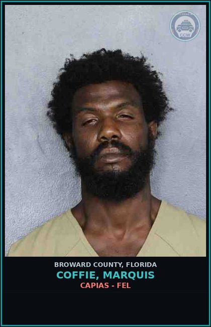 CCW arrest card for COFFIE, MARQUIS in Broward County: CAPIAS - FEL