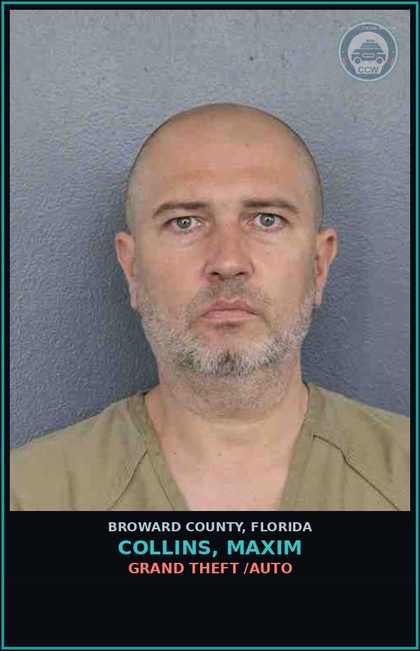 CCW arrest card for COLLINS, MAXIM in Broward County: GRAND THEFT /AUTO