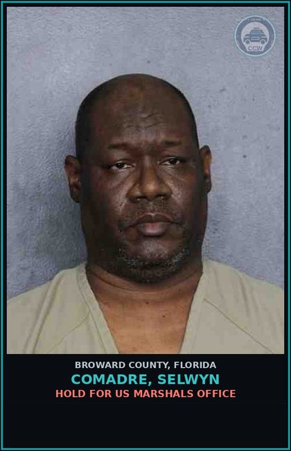CCW arrest card for COMADRE, SELWYN in Broward County: HOLD FOR US MARSHALS OFFICE
