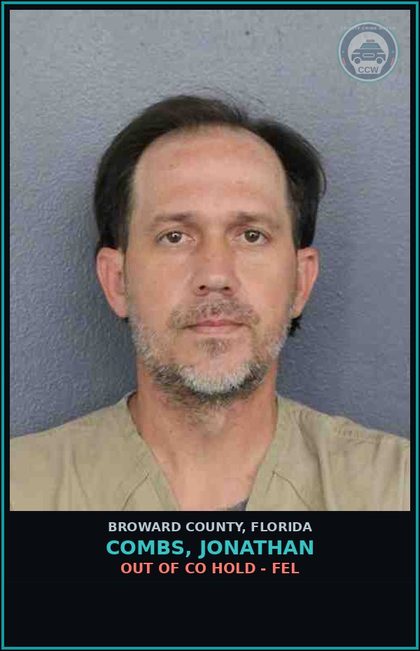 CCW arrest card for COMBS, JONATHAN in Broward County: OUT OF CO HOLD - FEL