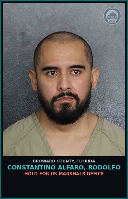 CCW arrest card for CONSTANTINO ALFARO, RODOLFO in Broward County: HOLD FOR US MARSHALS OFFICE