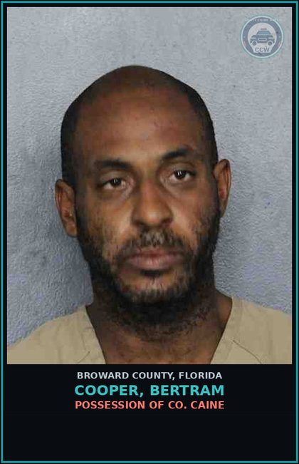 CCW arrest card for COOPER, BERTRAM in Broward County: POSSESSION OF COCAINE