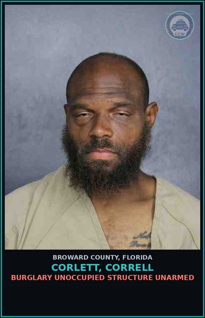 CCW arrest card for CORLETT, CORRELL in Broward County: POSSESSION OF COCAINE