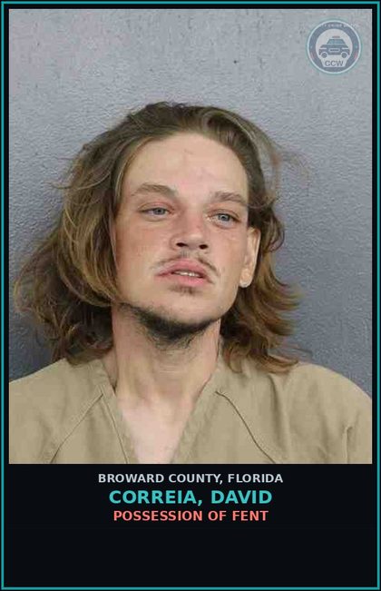 CCW arrest card for CORREIA, DAVID in Broward County: POSSESSION OF Fent 