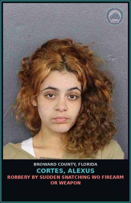 CCW arrest card for CORTES, ALEXUS in Broward County: BATTERY BY STRANGULATION