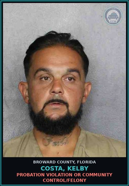 CCW arrest card for COSTA, KELBY in Broward County: DRIVE WHILE LIC SUSP HABITUAL