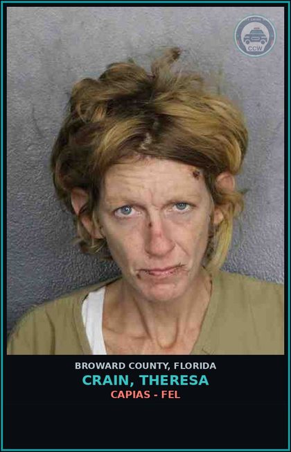 CCW arrest card for CRAIN, THERESA in Broward County: CAPIAS - FEL