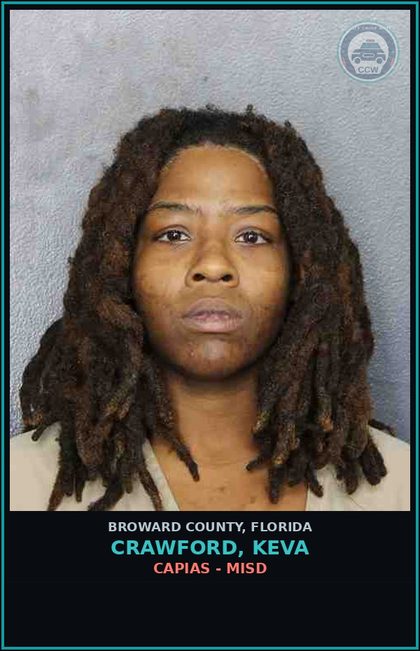 CCW arrest card for CRAWFORD, KEVA in Broward County: CAPIAS - MISD