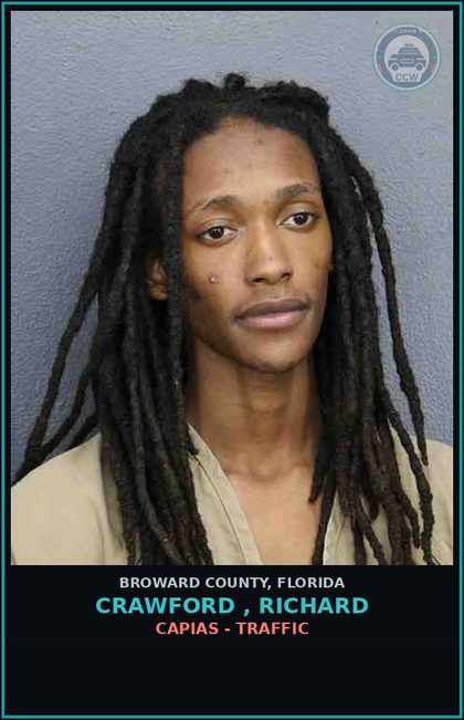 CCW arrest card for CRAWFORD , RICHARD in Broward County: CAPIAS - TRAFFIC