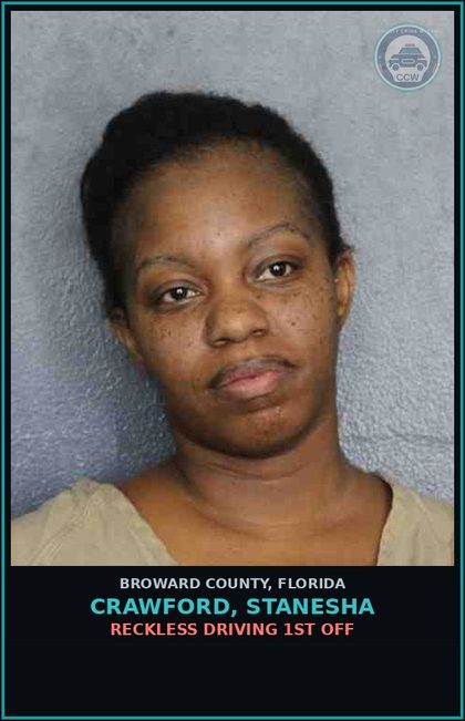 CCW arrest card for CRAWFORD, STANESHA in Broward County: RECKLESS DRIVING 1ST OFF