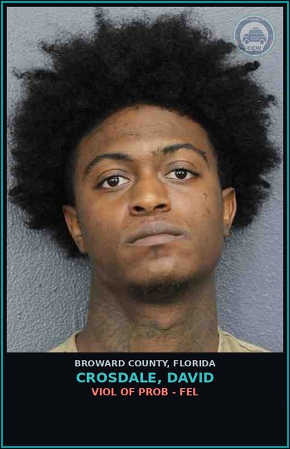 CCW arrest card for CROSDALE, DAVID in Broward County: VIOL OF PROB - FEL