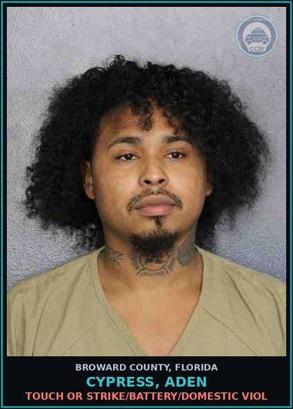 CCW arrest card for CYPRESS, ADEN in Broward County: TOUCH OR STRIKE/BATTERY/DOMESTIC VIOL