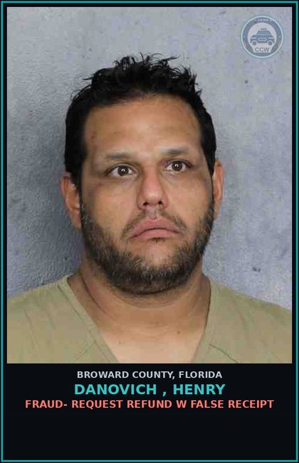 CCW arrest card for DANOVICH , HENRY in Broward County: PETIT THEFT-2ND DEGREE - 3RD SUBSQ OFFENSE