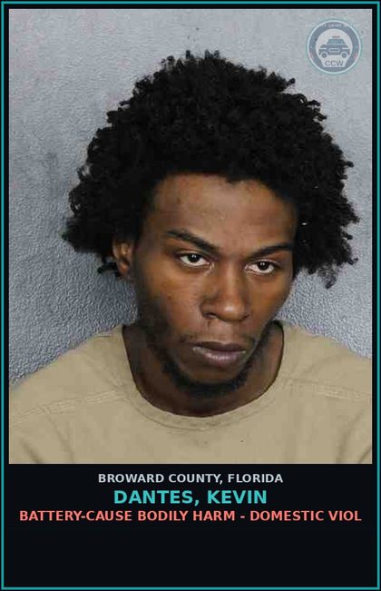CCW arrest card for DANTES, KEVIN in Broward County: BATTERY-CAUSE BODILY HARM - DOMESTIC VIOL