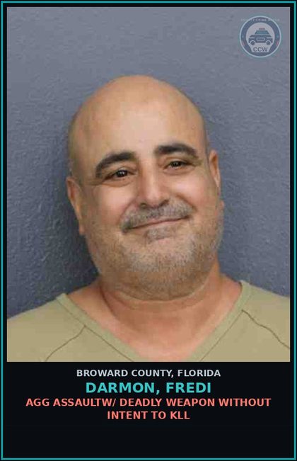CCW arrest card for DARMON, FREDI in Broward County: AGG ASSAULTW/ DEADLY WEAPON WITHOUT INTENT TO KILL