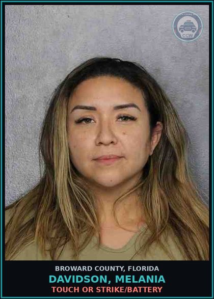 CCW arrest card for DAVIDSON, MELANIA in Broward County: TOUCH OR STRIKE/BATTERY