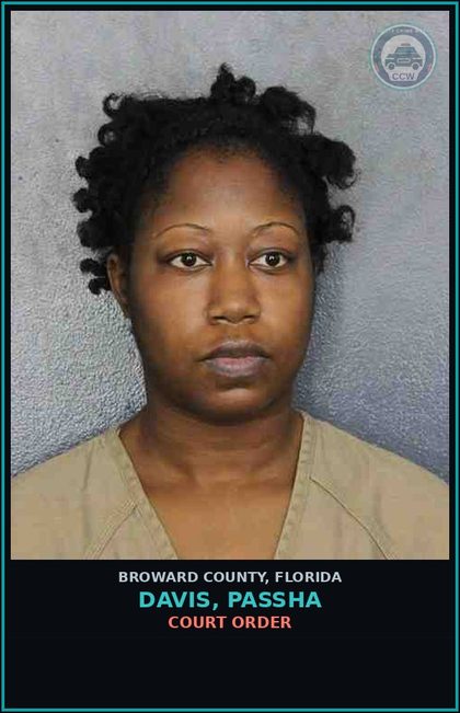 CCW arrest card for DAVIS, PASSHA in Broward County: COURT ORDER