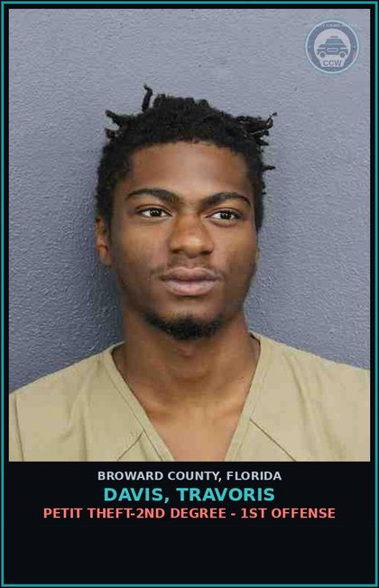 CCW arrest card for DAVIS, TRAVORIS in Broward County: BURG/DWELLING STRUCTURE OR CONVEYANCE ARMED