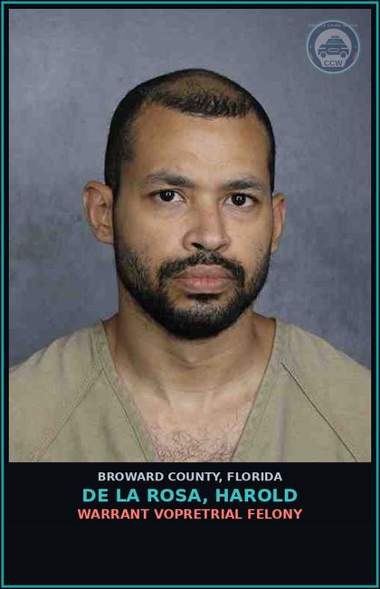 CCW arrest card for DE LA ROSA, HAROLD in Broward County: WARRANT VOPRETRIAL FELONY