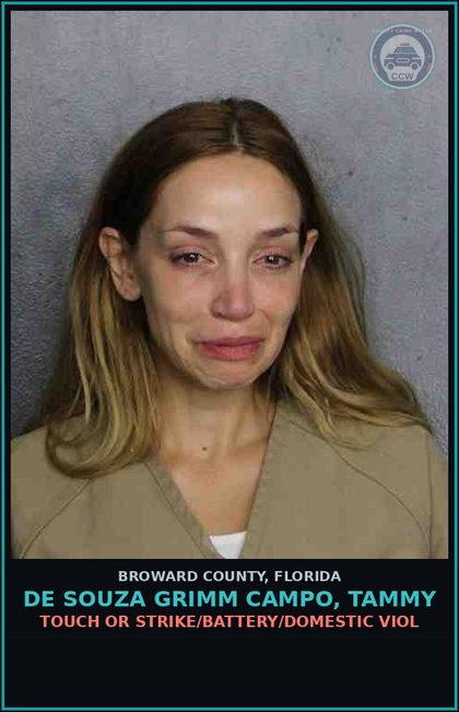 CCW arrest card for DE SOUZA GRIMM CAMPO, TAMMY in Broward County: TOUCH OR STRIKE/BATTERY/DOMESTIC VIOL