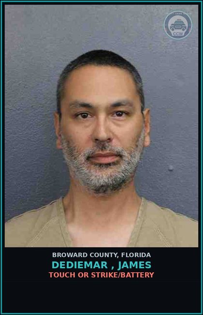 CCW arrest card for DEDIEMAR , JAMES in Broward County: TOUCH OR STRIKE/BATTERY