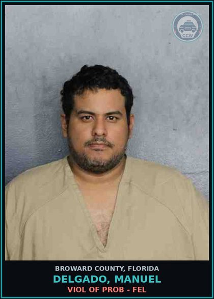 CCW arrest card for DELGADO, MANUEL in Broward County: VIOL OF PROB - FEL