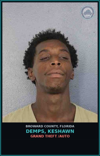 CCW arrest card for DEMPS, KESHAWN in Broward County: OPERATING MOTOR VEHICLE W/O VALID LICENSE - 1ST OFFENSE