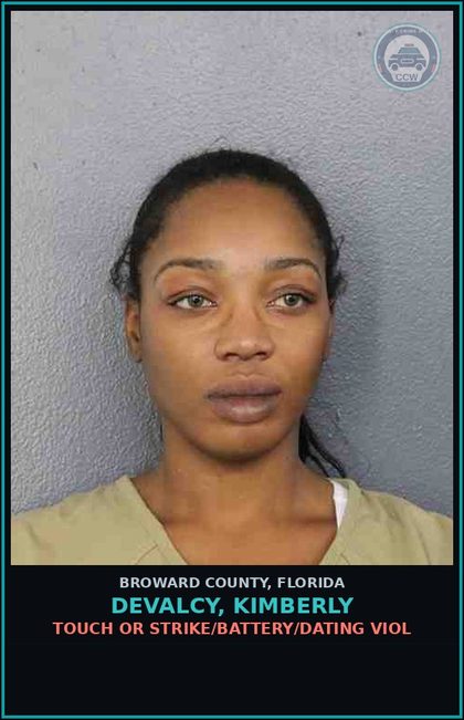 CCW arrest card for DEVALCY, KIMBERLY in Broward County: TOUCH OR STRIKE/BATTERY/DATING VIOL