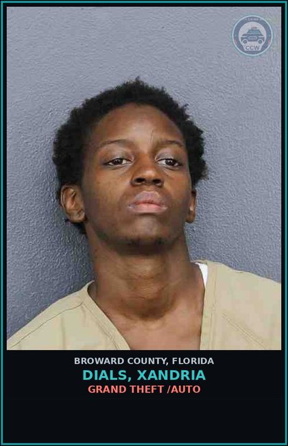 CCW arrest card for DIALS, XANDRIA in Broward County: WARRANT VOPRETRIAL FELONY