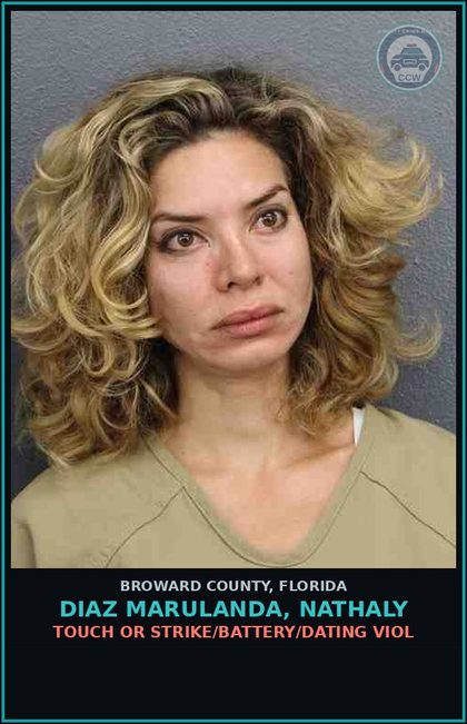 CCW arrest card for DIAZ MARULANDA, NATHALY in Broward County: TOUCH OR STRIKE/BATTERY/DATING VIOL