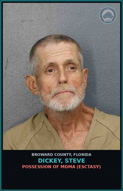 CCW arrest card for DICKEY, STEVE in Broward County: POSSESSION OF MDMA (ESCTASY)