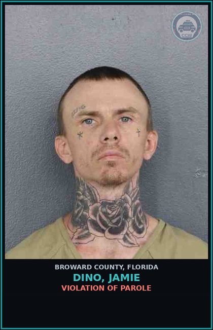CCW arrest card for DINO, JAMIE in Broward County: VIOLATION OF PAROLE