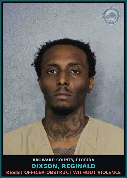 CCW arrest card for DIXSON, REGINALD in Broward County: DRIVE WHILE LICENSE SUSP W/O KNOWLEDGE