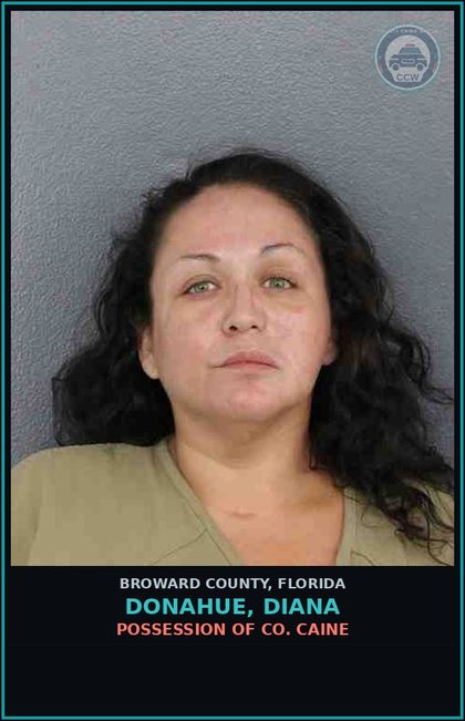 CCW arrest card for DONAHUE, DIANA in Broward County: POSSESSION OF COCAINE