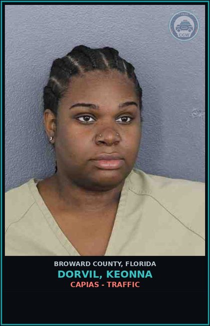 CCW arrest card for DORVIL, KEONNA in Broward County: CAPIAS - TRAFFIC