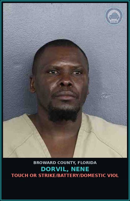CCW arrest card for DORVIL, NENE in Broward County: TOUCH OR STRIKE/BATTERY/DOMESTIC VIOL