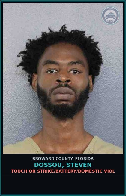 CCW arrest card for DOSSOU, STEVEN in Broward County: TOUCH OR STRIKE/BATTERY/DOMESTIC VIOL