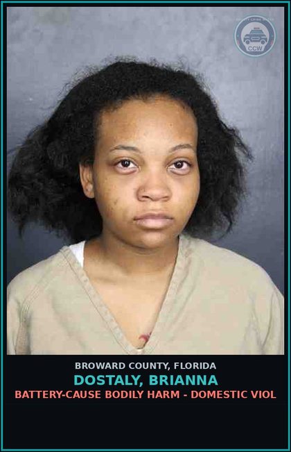 CCW arrest card for DOSTALY, BRIANNA in Broward County: BATTERY-CAUSE BODILY HARM - DOMESTIC VIOL
