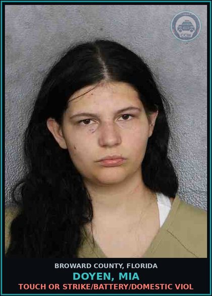 CCW arrest card for DOYEN, MIA in Broward County: DEPRIVE LEO MEANS PROTECT, COMMUNICATION, OTHER EQUIP